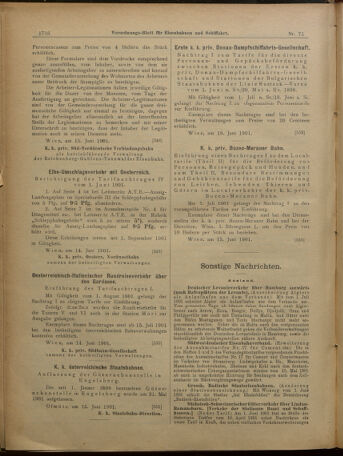 Verordnungs-Blatt für Eisenbahnen und Schiffahrt: Veröffentlichungen in Tarif- und Transport-Angelegenheiten 19010620 Seite: 13