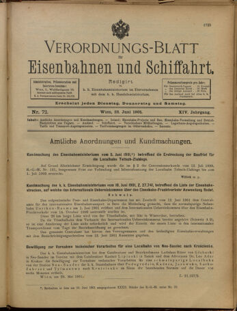 Verordnungs-Blatt für Eisenbahnen und Schiffahrt: Veröffentlichungen in Tarif- und Transport-Angelegenheiten 19010622 Seite: 1