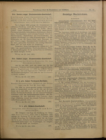 Verordnungs-Blatt für Eisenbahnen und Schiffahrt: Veröffentlichungen in Tarif- und Transport-Angelegenheiten 19010625 Seite: 8