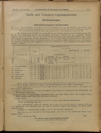 Verordnungs-Blatt für Eisenbahnen und Schiffahrt: Veröffentlichungen in Tarif- und Transport-Angelegenheiten 19010627 Seite: 7