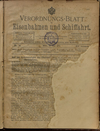 Verordnungs-Blatt für Eisenbahnen und Schiffahrt: Veröffentlichungen in Tarif- und Transport-Angelegenheiten 19010629 Seite: 1