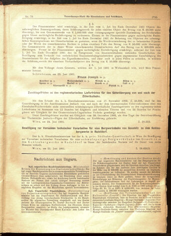 Verordnungs-Blatt für Eisenbahnen und Schiffahrt: Veröffentlichungen in Tarif- und Transport-Angelegenheiten 19010702 Seite: 3