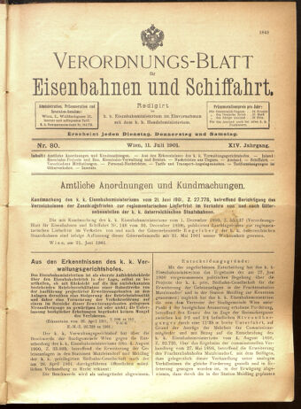 Verordnungs-Blatt für Eisenbahnen und Schiffahrt: Veröffentlichungen in Tarif- und Transport-Angelegenheiten 19010711 Seite: 1