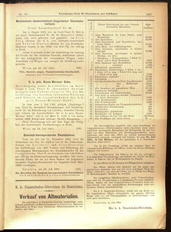 Verordnungs-Blatt für Eisenbahnen und Schiffahrt: Veröffentlichungen in Tarif- und Transport-Angelegenheiten 19010716 Seite: 11