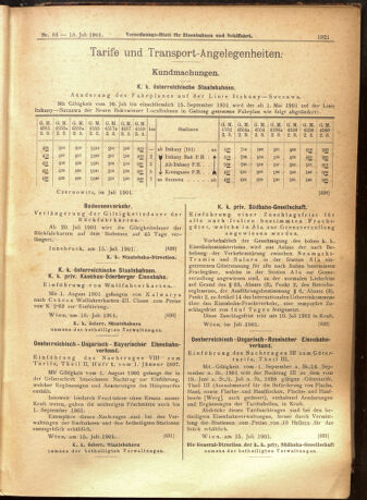 Verordnungs-Blatt für Eisenbahnen und Schiffahrt: Veröffentlichungen in Tarif- und Transport-Angelegenheiten 19010718 Seite: 9