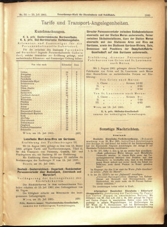 Verordnungs-Blatt für Eisenbahnen und Schiffahrt: Veröffentlichungen in Tarif- und Transport-Angelegenheiten 19010720 Seite: 7