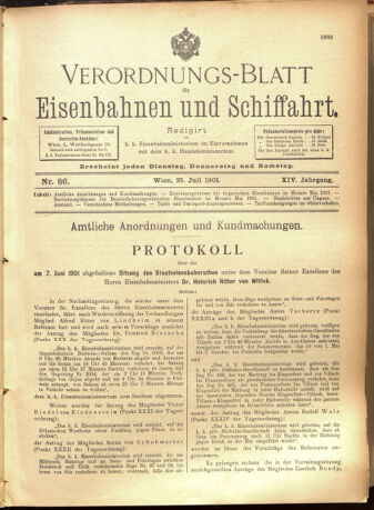 Verordnungs-Blatt für Eisenbahnen und Schiffahrt: Veröffentlichungen in Tarif- und Transport-Angelegenheiten 19010725 Seite: 1