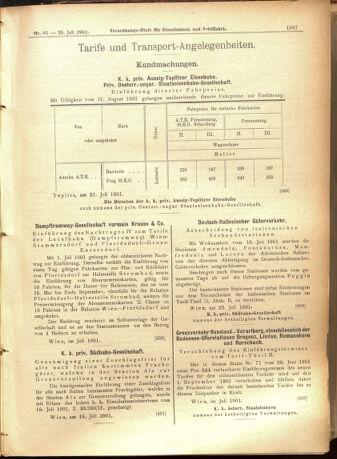 Verordnungs-Blatt für Eisenbahnen und Schiffahrt: Veröffentlichungen in Tarif- und Transport-Angelegenheiten 19010725 Seite: 19