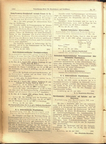 Verordnungs-Blatt für Eisenbahnen und Schiffahrt: Veröffentlichungen in Tarif- und Transport-Angelegenheiten 19010725 Seite: 20