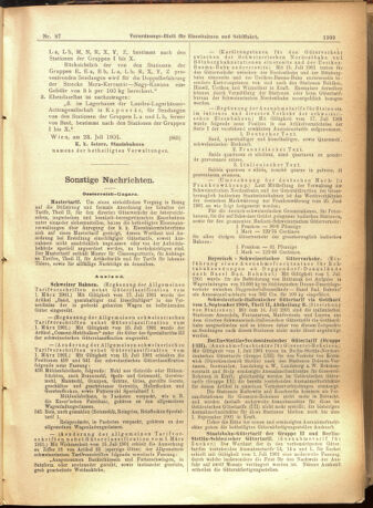 Verordnungs-Blatt für Eisenbahnen und Schiffahrt: Veröffentlichungen in Tarif- und Transport-Angelegenheiten 19010727 Seite: 7