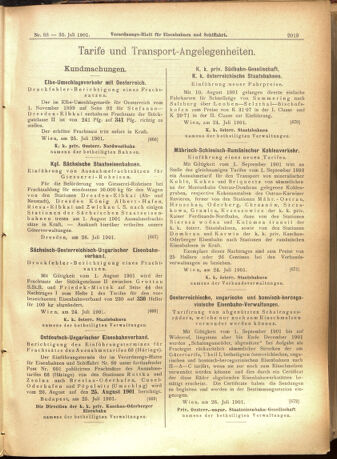 Verordnungs-Blatt für Eisenbahnen und Schiffahrt: Veröffentlichungen in Tarif- und Transport-Angelegenheiten 19010730 Seite: 7