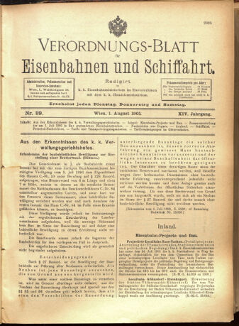 Verordnungs-Blatt für Eisenbahnen und Schiffahrt: Veröffentlichungen in Tarif- und Transport-Angelegenheiten 19010801 Seite: 1