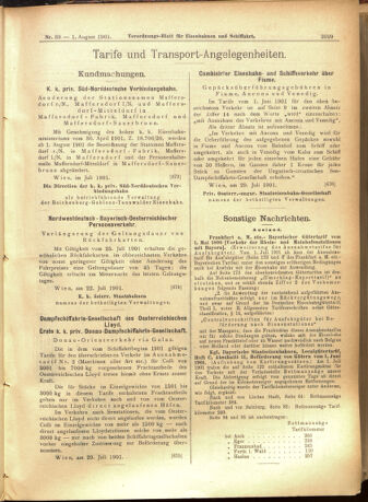 Verordnungs-Blatt für Eisenbahnen und Schiffahrt: Veröffentlichungen in Tarif- und Transport-Angelegenheiten 19010801 Seite: 5