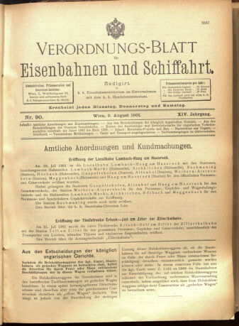 Verordnungs-Blatt für Eisenbahnen und Schiffahrt: Veröffentlichungen in Tarif- und Transport-Angelegenheiten