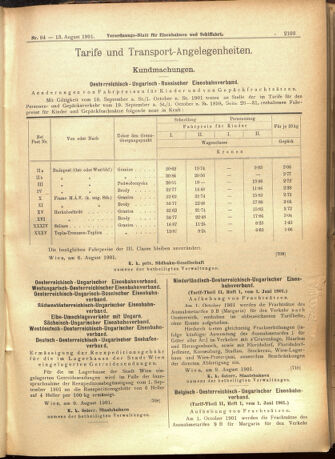 Verordnungs-Blatt für Eisenbahnen und Schiffahrt: Veröffentlichungen in Tarif- und Transport-Angelegenheiten 19010813 Seite: 7