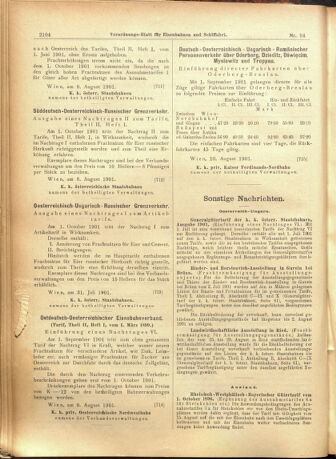 Verordnungs-Blatt für Eisenbahnen und Schiffahrt: Veröffentlichungen in Tarif- und Transport-Angelegenheiten 19010813 Seite: 8