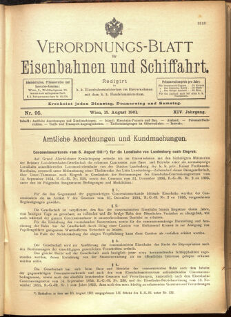 Verordnungs-Blatt für Eisenbahnen und Schiffahrt: Veröffentlichungen in Tarif- und Transport-Angelegenheiten 19010815 Seite: 1