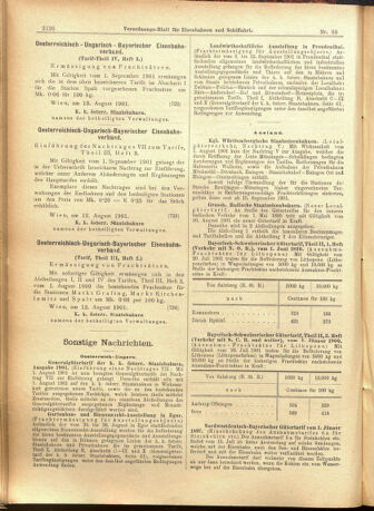 Verordnungs-Blatt für Eisenbahnen und Schiffahrt: Veröffentlichungen in Tarif- und Transport-Angelegenheiten 19010815 Seite: 14