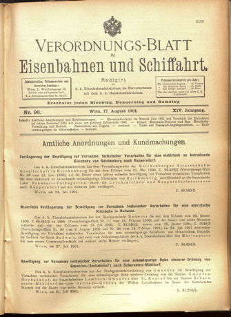 Verordnungs-Blatt für Eisenbahnen und Schiffahrt: Veröffentlichungen in Tarif- und Transport-Angelegenheiten 19010817 Seite: 1