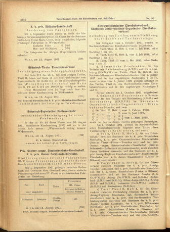 Verordnungs-Blatt für Eisenbahnen und Schiffahrt: Veröffentlichungen in Tarif- und Transport-Angelegenheiten 19010817 Seite: 18