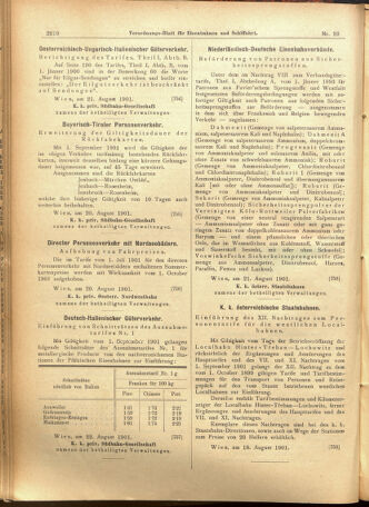 Verordnungs-Blatt für Eisenbahnen und Schiffahrt: Veröffentlichungen in Tarif- und Transport-Angelegenheiten 19010824 Seite: 10