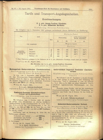 Verordnungs-Blatt für Eisenbahnen und Schiffahrt: Veröffentlichungen in Tarif- und Transport-Angelegenheiten 19010824 Seite: 9