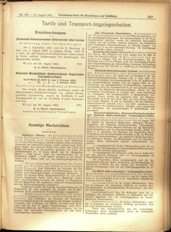 Verordnungs-Blatt für Eisenbahnen und Schiffahrt: Veröffentlichungen in Tarif- und Transport-Angelegenheiten 19010827 Seite: 7