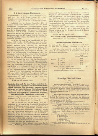 Verordnungs-Blatt für Eisenbahnen und Schiffahrt: Veröffentlichungen in Tarif- und Transport-Angelegenheiten 19010829 Seite: 16