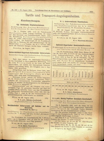 Verordnungs-Blatt für Eisenbahnen und Schiffahrt: Veröffentlichungen in Tarif- und Transport-Angelegenheiten 19010831 Seite: 9