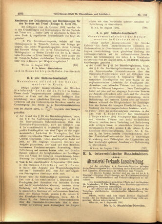 Verordnungs-Blatt für Eisenbahnen und Schiffahrt: Veröffentlichungen in Tarif- und Transport-Angelegenheiten 19010903 Seite: 6