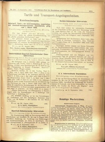 Verordnungs-Blatt für Eisenbahnen und Schiffahrt: Veröffentlichungen in Tarif- und Transport-Angelegenheiten 19010905 Seite: 7