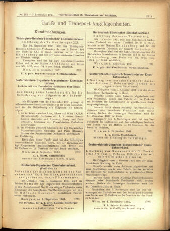 Verordnungs-Blatt für Eisenbahnen und Schiffahrt: Veröffentlichungen in Tarif- und Transport-Angelegenheiten 19010907 Seite: 11