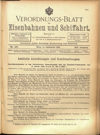 Verordnungs-Blatt für Eisenbahnen und Schiffahrt: Veröffentlichungen in Tarif- und Transport-Angelegenheiten 19010912 Seite: 1