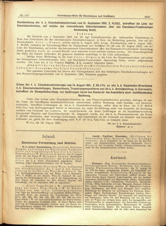 Verordnungs-Blatt für Eisenbahnen und Schiffahrt: Veröffentlichungen in Tarif- und Transport-Angelegenheiten 19010912 Seite: 7