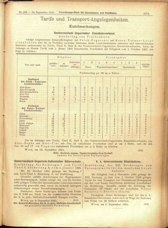 Verordnungs-Blatt für Eisenbahnen und Schiffahrt: Veröffentlichungen in Tarif- und Transport-Angelegenheiten 19010914 Seite: 19