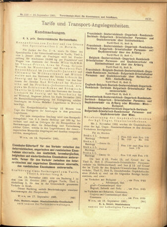 Verordnungs-Blatt für Eisenbahnen und Schiffahrt: Veröffentlichungen in Tarif- und Transport-Angelegenheiten 19010919 Seite: 9