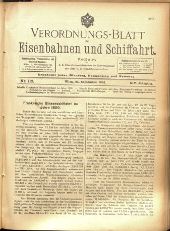 Verordnungs-Blatt für Eisenbahnen und Schiffahrt: Veröffentlichungen in Tarif- und Transport-Angelegenheiten 19010924 Seite: 1