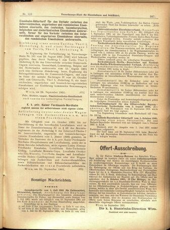 Verordnungs-Blatt für Eisenbahnen und Schiffahrt: Veröffentlichungen in Tarif- und Transport-Angelegenheiten 19010926 Seite: 15