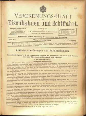 Verordnungs-Blatt für Eisenbahnen und Schiffahrt: Veröffentlichungen in Tarif- und Transport-Angelegenheiten 19011001 Seite: 1