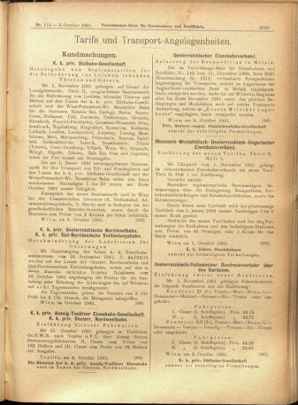 Verordnungs-Blatt für Eisenbahnen und Schiffahrt: Veröffentlichungen in Tarif- und Transport-Angelegenheiten 19011008 Seite: 9