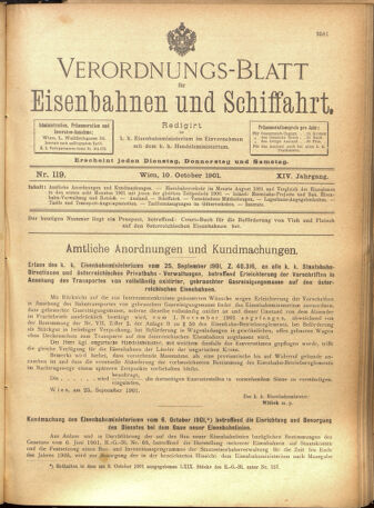 Verordnungs-Blatt für Eisenbahnen und Schiffahrt: Veröffentlichungen in Tarif- und Transport-Angelegenheiten 19011010 Seite: 1