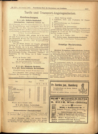 Verordnungs-Blatt für Eisenbahnen und Schiffahrt: Veröffentlichungen in Tarif- und Transport-Angelegenheiten 19011010 Seite: 19