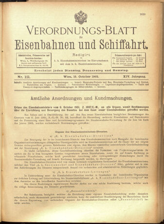 Verordnungs-Blatt für Eisenbahnen und Schiffahrt: Veröffentlichungen in Tarif- und Transport-Angelegenheiten 19011015 Seite: 1