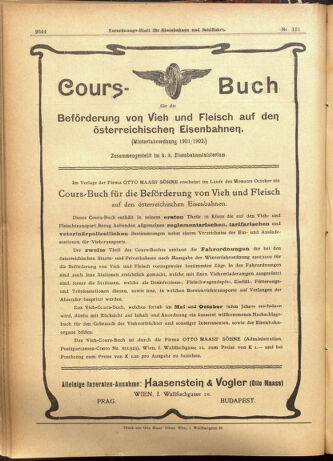 Verordnungs-Blatt für Eisenbahnen und Schiffahrt: Veröffentlichungen in Tarif- und Transport-Angelegenheiten 19011015 Seite: 16