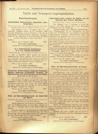 Verordnungs-Blatt für Eisenbahnen und Schiffahrt: Veröffentlichungen in Tarif- und Transport-Angelegenheiten 19011015 Seite: 9