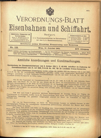 Verordnungs-Blatt für Eisenbahnen und Schiffahrt: Veröffentlichungen in Tarif- und Transport-Angelegenheiten 19011019 Seite: 1