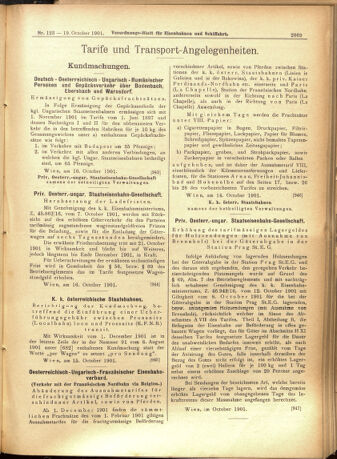 Verordnungs-Blatt für Eisenbahnen und Schiffahrt: Veröffentlichungen in Tarif- und Transport-Angelegenheiten 19011019 Seite: 9