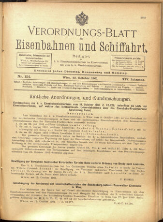 Verordnungs-Blatt für Eisenbahnen und Schiffahrt: Veröffentlichungen in Tarif- und Transport-Angelegenheiten 19011022 Seite: 1