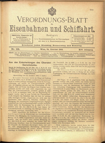 Verordnungs-Blatt für Eisenbahnen und Schiffahrt: Veröffentlichungen in Tarif- und Transport-Angelegenheiten 19011024 Seite: 1