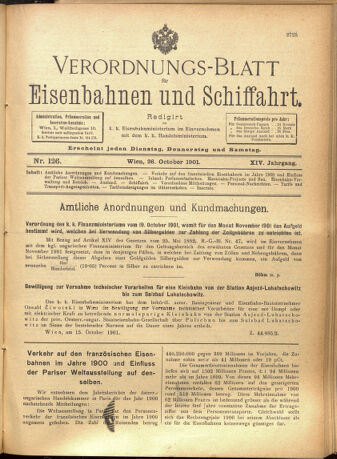 Verordnungs-Blatt für Eisenbahnen und Schiffahrt: Veröffentlichungen in Tarif- und Transport-Angelegenheiten 19011026 Seite: 1